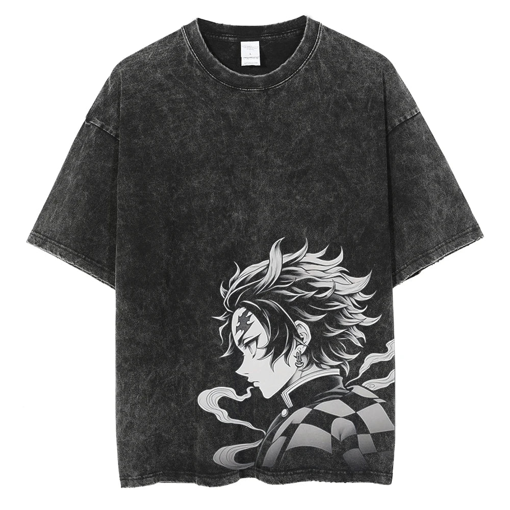 Demon Slayer Kamado Tanjirou Graphic Tee – Vintage Cotton T-Shirt