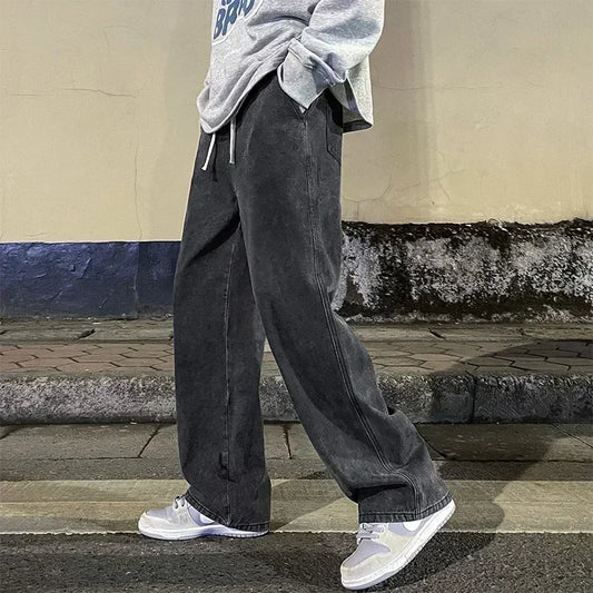 Calças largas estilo coreano masculinas streetwear