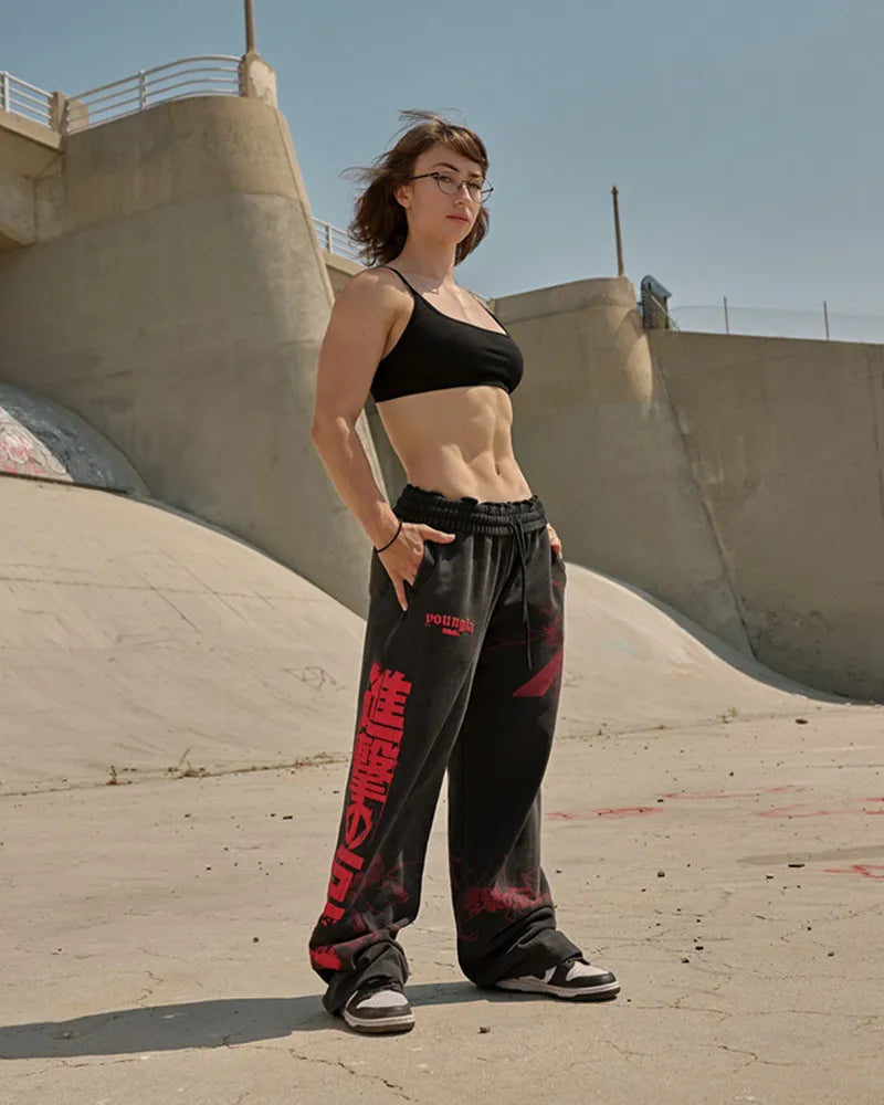 Pantalones anchos con estampado de anime de YLA