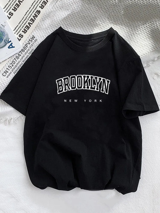 Brooklyn Letter Print T-Shirt for Men and Women, Urban