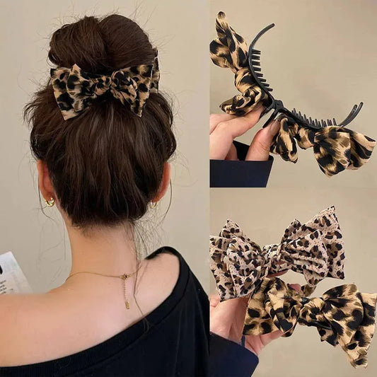 vintage leopard print bow hair accessory