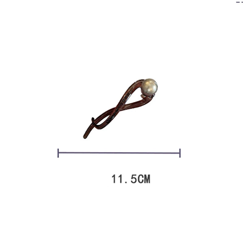 Grampo de cabelo elegante com torção – contas de acrílico e design de pérolas artificiais, acessório de cabelo feminino estiloso