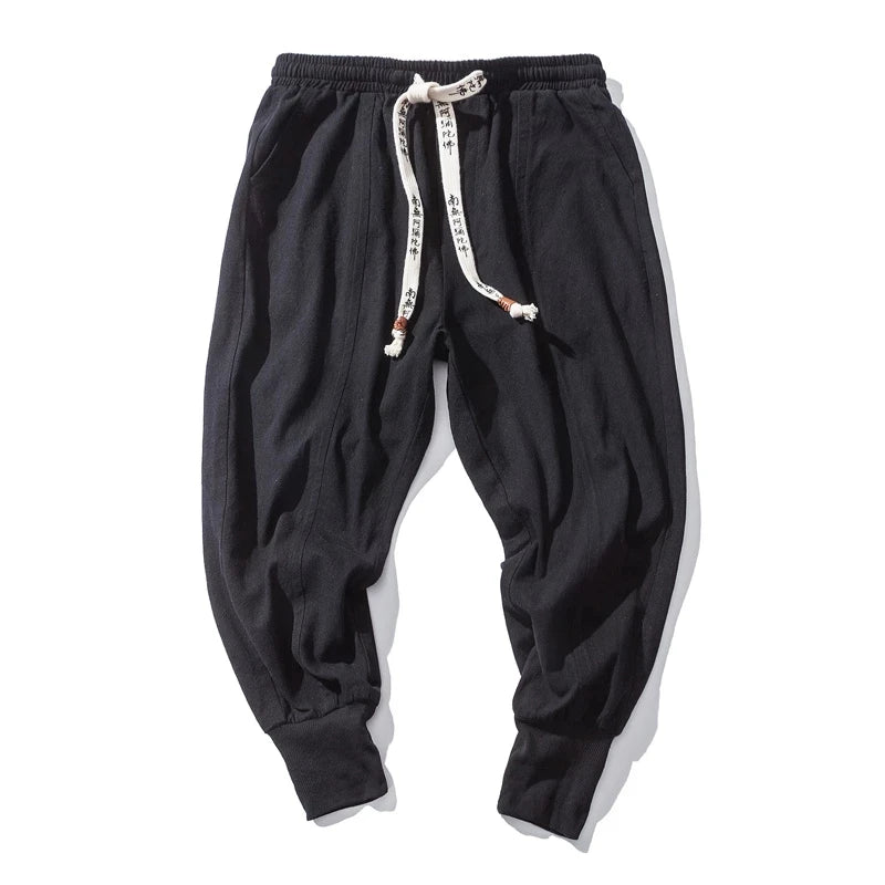 Plain elastic waistband, jogger style, loose fit, low crotch